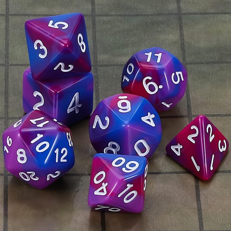 CiaraQ DND Polyhedral Dice Set for Dungeons and Dragons RPG MTG Role Playing Table Games-with 1 Dice Pouch (Blue+Purple+Red) - Image 2